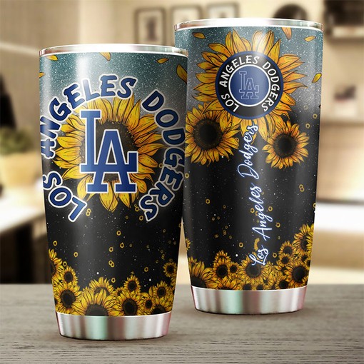 Los Angeles Dodgers Vibrant Flowers Sunflower MLB Tumbler with a Unique and MLB Design