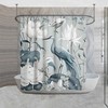 Lotus Flower and Birds Toile Pattern Shower Curtain - Classic Chinese Bathroom Decor
