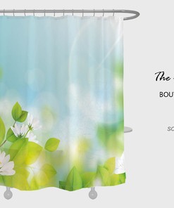 Lotus Flowers Shower Curtain with Blue Summer Floral Decor for Your Bathroom