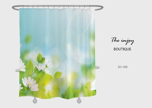 Lotus Flowers Shower Curtain with Blue Summer Floral Decor for Your Bathroom