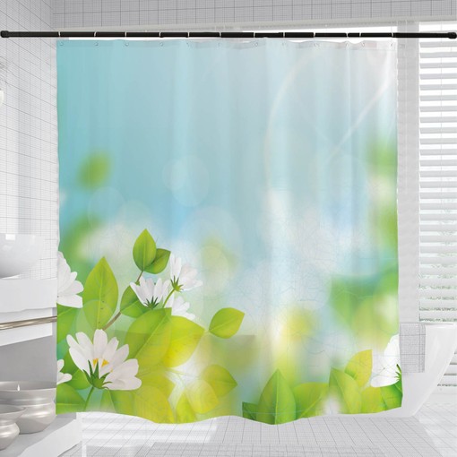 Lotus Flowers Shower Curtain with Blue Summer Floral Decor for Your Bathroom - Image 3