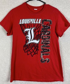 Louisville Cardinals Adult Red Graphic T-Shirt Reprinted & Uofl Sweatshirt