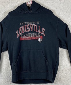 Louisville Cardinals Large Black Hooded Sweatshirt - Full Size