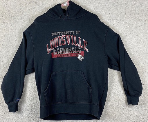 Louisville Cardinals Large Black Hooded Sweatshirt - Full Size