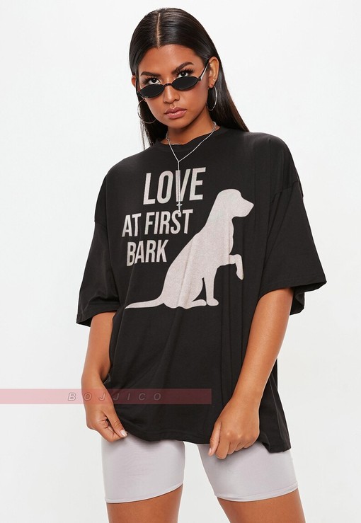 Love At First Bark Unisex Tee, Dog Mom Sweatshirt, Cute Pet Lover Gift, Funny Animal Graphic T-shirt for Women - Image 2
