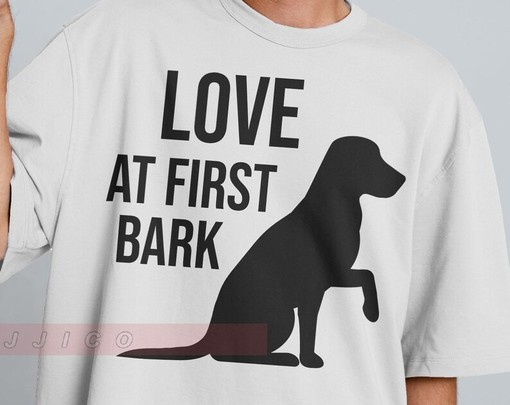 Love At First Bark Unisex Tee, Dog Mom Sweatshirt, Cute Pet Lover Gift, Funny Animal Graphic T-shirt for Women - Image 4