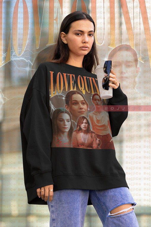 Love Quinn Retro Sweatshirt from You TV Show featuring Victoria Pedretti