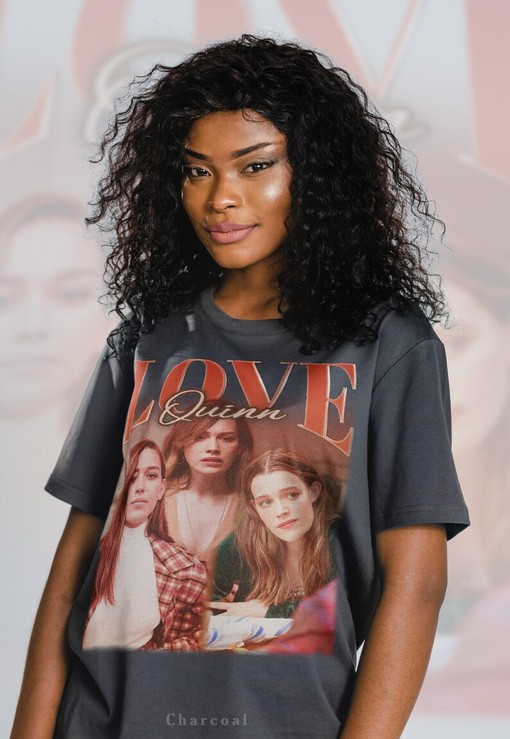 Love Quinn Vintage T-Shirt from You TV Show featuring Victoria Pedretti, Joe Goldberg, and the Love Joe character