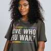 Love Who You Want Shirt - Movie Shirts for Women for LGBTQIA and Equality with Pride Rainbow