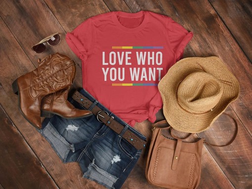 Love Who You Want Shirt - Movie Shirts for Women for LGBTQIA and Equality with Pride Rainbow - Image 3