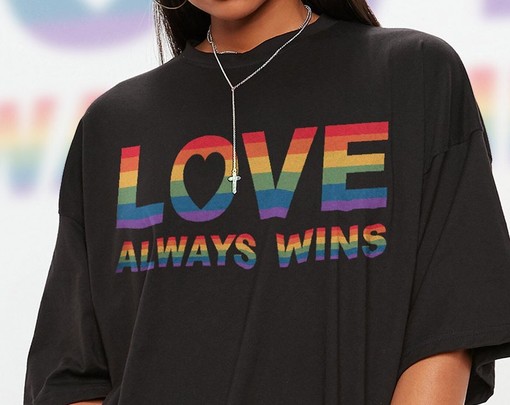 Love Wins Shirt - Minimalist Movie Shirts for Men with PRIDE Months and Pride Rainbow - Image 2
