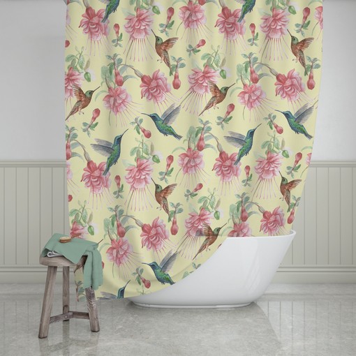 Lovely Hummingbird Floral Shower Curtain and Matching Towels for Nature-Loving Bathroom Decor - Image 2