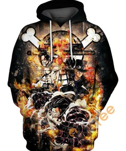 Luffy Ace and Sabo 3D Hoodie with All Over Print Design - One Piece Inspired