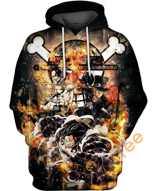 Luffy Ace and Sabo 3D Hoodie with All Over Print Design - One Piece Inspired