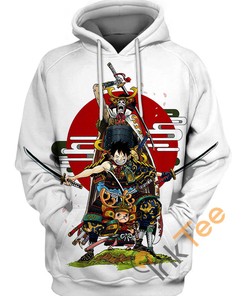 Luffy Chopper Brook 3D Hoodie with All Over Print Design - One Piece Inspired
