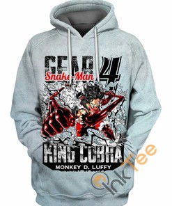 Luffy King Cobra 3D Hoodie with All Over Print Design - One Piece Inspired