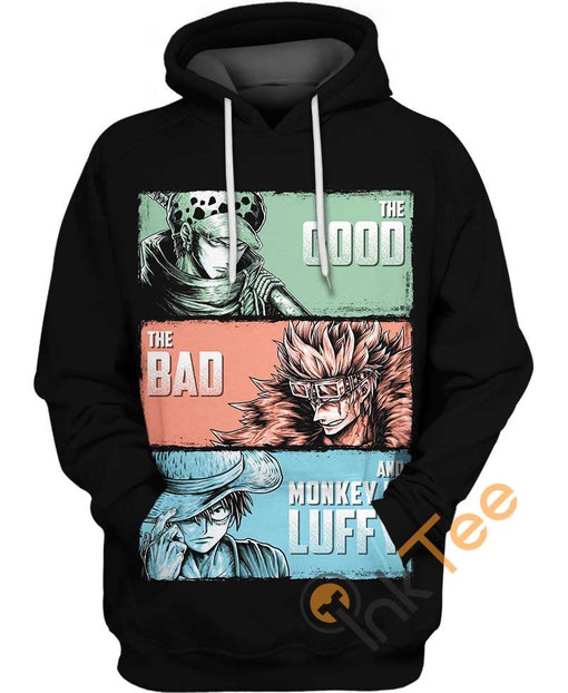 Luffy Law and Eustass Kid 3D Hoodie with Unique All Over Print Design - One Piece Inspired