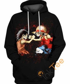 Luffy and Ace All Over Print Hoodie with 3D Graphic Design - One Piece Inspired