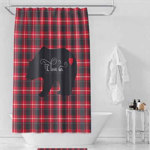 Lumberjack Plaid Woodland Shower Curtain Set with Rustic Bath Set for Cozy Bathroom Decor - Image 4