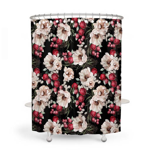 Luxurious Peony Floral Shower Curtain Set - Glamorous Bath Set with Optional Towels and Mat for Luxurious Bathroom Decor - Image 2
