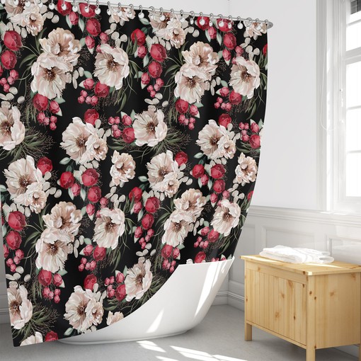 Luxurious Peony Floral Shower Curtain Set - Glamorous Bath Set with Optional Towels and Mat for Luxurious Bathroom Decor - Image 3
