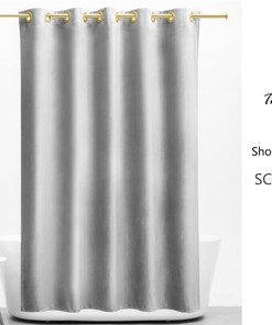 Luxurious and Durable Modern Velvet Gray Shower Curtain - Elegant Addition to Your Bathroom Decor