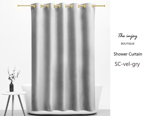 Luxurious and Durable Modern Velvet Gray Shower Curtain - Elegant Addition to Your Bathroom Decor