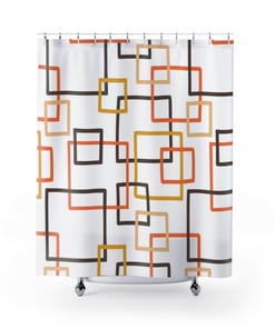 MCM Geometric Shower Curtain with Retro Flair