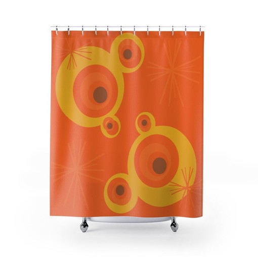 MCM Mustard Yellow Geometric Shower Curtain