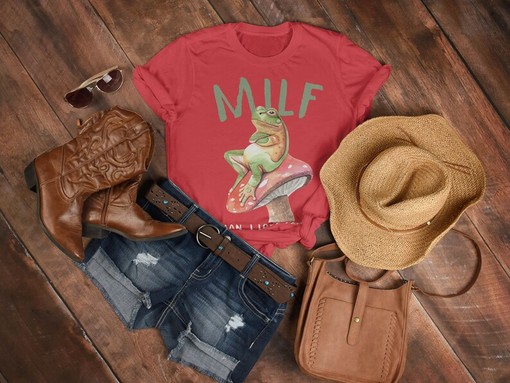 MILF Man I Love Frogs Funny Humor Meme Unisex T-Shirt with Frog Quote - Image 3