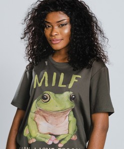 MILF Man I Love Frogs Humor Meme Unisex Tee with Frog Quote