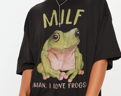MILF Man I Love Frogs Humor Meme Unisex Tee with Frog Quote - Image 2
