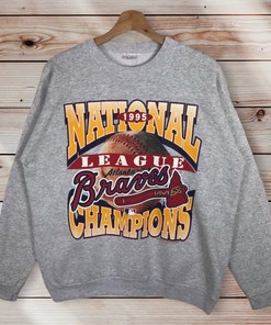 MLB Atlanta Braves National League Champions Crewneck Sweatshirt Baseball Team Braves Sweater - Vintage Style 1995