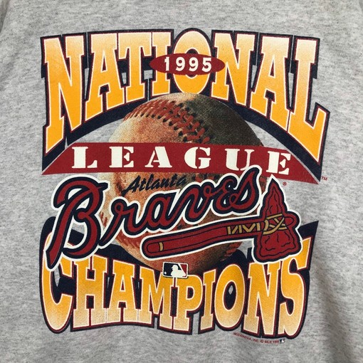 MLB Atlanta Braves National League Champions Crewneck Sweatshirt Baseball Team Braves Sweater - Vintage Style 1995 - Image 2