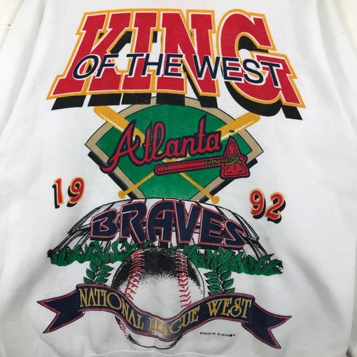 MLB Atlanta Braves National League West Crewneck Sweatshirt Sweater Pullover - Vintage Style 1992 - Image 2