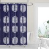 Machine Washable Tropical Island Dark Blue White Palm Fronds Modern Shower Curtain