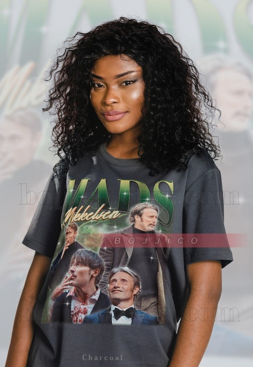 Mads Mikkelsen Hannibal Sweatshirt, Vintage Danish Actor Fan Tees, Dark Psychological Thriller series Shirts - Image 2