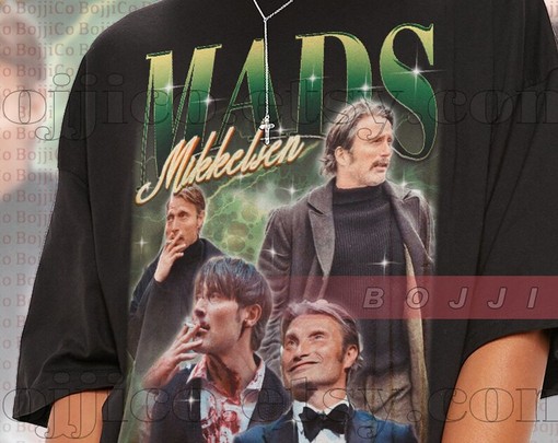 Mads Mikkelsen Hannibal Sweatshirt, Vintage Danish Actor Fan Tees, Dark Psychological Thriller series Shirts - Image 4
