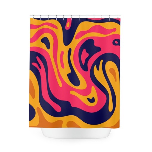 Magic Trippy Waves Strokes Abstract Art Shower Curtain or Mat, Colorful Hippie Contemporary Bathroom Curtain - Image 4