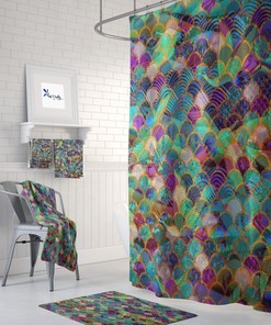 Magical Waves Boho Shower Curtain Set with Bathroom Decor Options