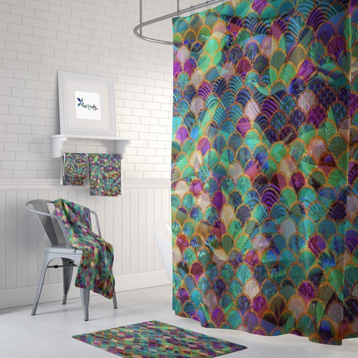 Magical Waves Boho Shower Curtain Set with Bathroom Decor Options