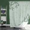Make a Bold Statement with Minimalist Blue Green Leaves Shower Curtain, Tropical Botanical Pattern Fabric Curtain