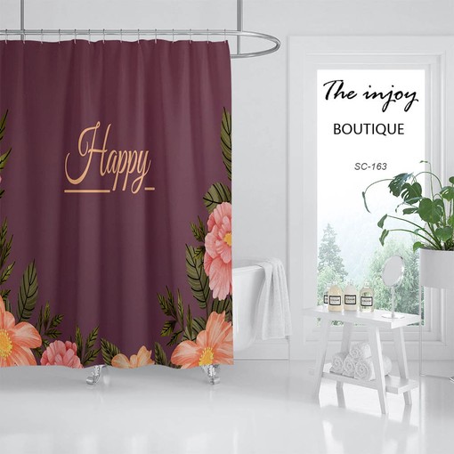 Make a Statement with Bloemen Paars Douchegordijn voor Badkamer, Waterdicht Wasbaar Badgordijn met Haken - Image 2