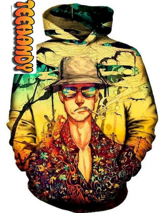 Make a Statement with Fear and Loathing All Over Print Graphic 3D Hoodie