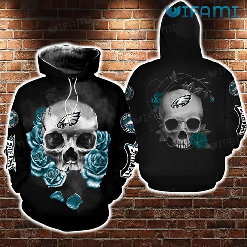Make a Statement with Skeleton Roses Black Unique Philadelphia Eagles 3D Hoodies