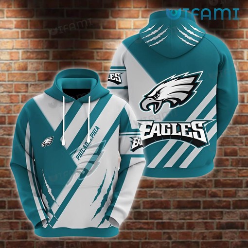 Make an Entrance with Stripe Pattern Blue White Logo Philadelphia Eagles 3D Hoodies