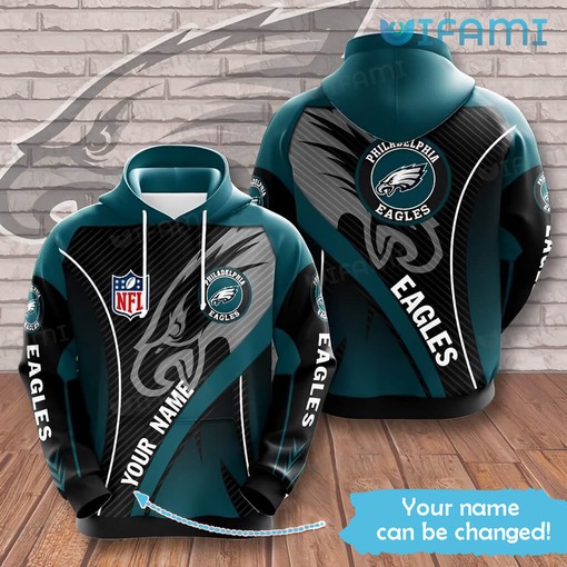 Make it Personal with Custom Name Black Green Philadelphia Eagles 3D Hoodies