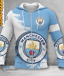 Manchester City FC All Over Print 3D Hoodie with Club Logo and Design