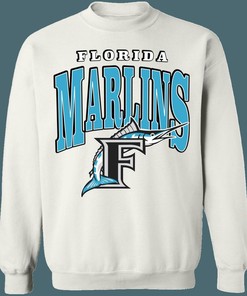 Marlins FISH Retro MLB Crewneck Sweatshirt and Hoodie Shirt for Baseball Fans - sport shirts unisex