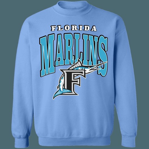 Marlins FISH Retro MLB Crewneck Sweatshirt and Hoodie Shirt - sport shirts unisex - Image 2